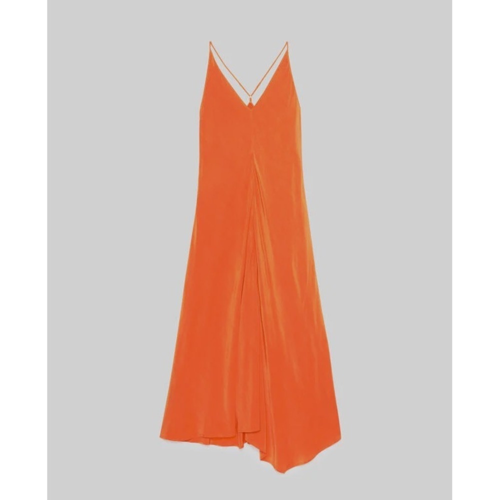 Comptoir des Cotonniers Womens Slip Maxi Dress XS Orange Pool Party Beach Resort